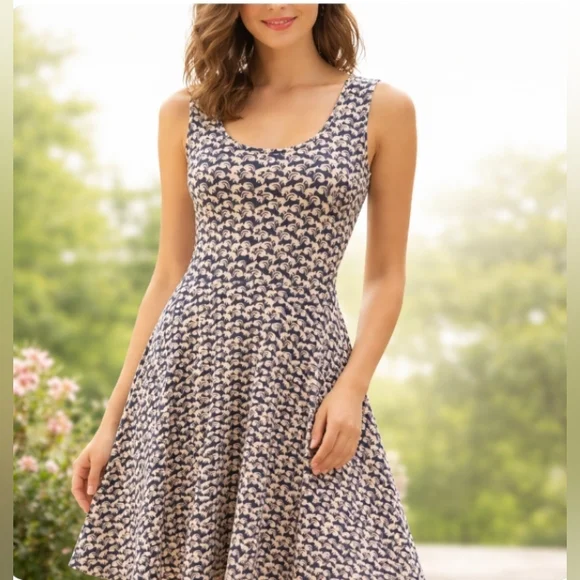 EFFIE'S HEART Squirrel Print Cotton Sun Dress | M - Picture 1 of 6